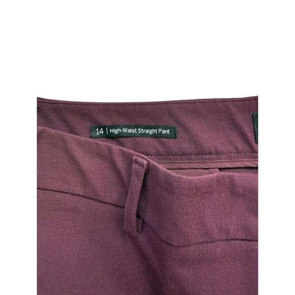 Talbots High Waist Straight‎ Pants size 14 Cotton Blend Burgundy Color - Picture 3 of 7